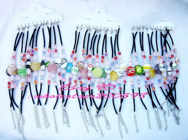 WHOLESALE 60strands(5DZ) Charms Lampwork Glass Mixed Bead Bracelets