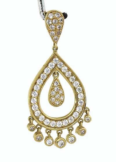 BEAUTIFUL 14K GOLD & 2.00ct DIAMONDS CHANDELIER EARRINGS & PENDANT SET 