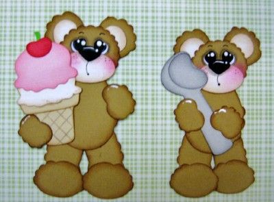 Bears paper piecing set embellishment 4 premade scrapbook pages 