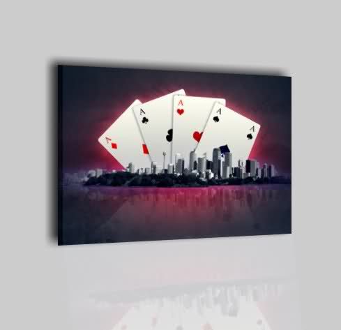   MODERNI STAMPA SU TELA CANVAS CARTE DA GIOCO POKER ARREDO BAR  