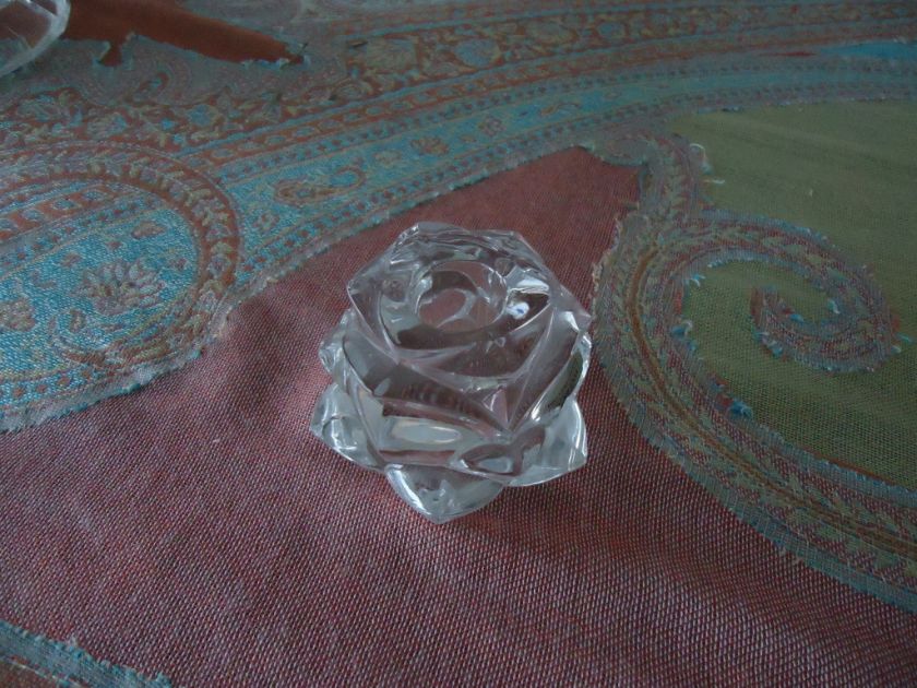 Gorham Full Lead Crystal Rose Taper Candle Holder  