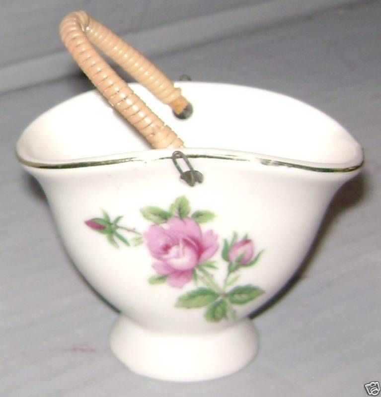 PORCELAIN MINI BASKET ROSE DESIGN MADE JAPAN  