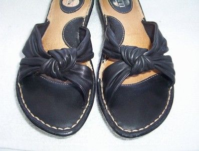 BORN STRAPPY HEEL SLIDE SANDAL SHOE Black Leather Sz 7  