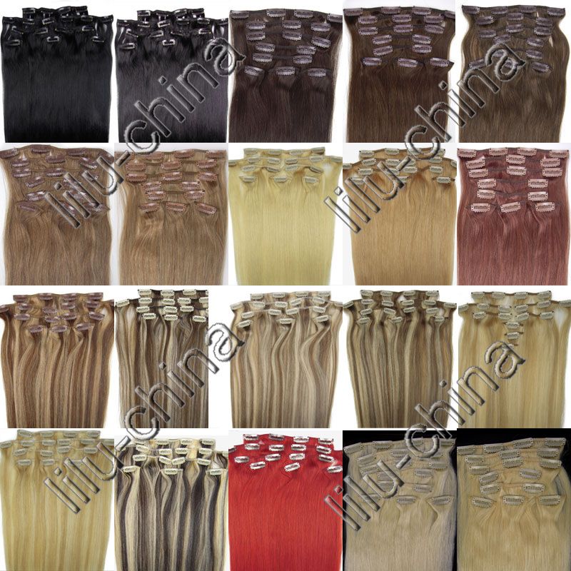   On Remy Human Hair Extension in the 20 colors,100g with clips  