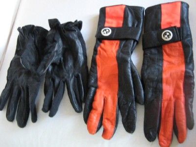 Black and Orange Leather BMW Logo Motorcycle Gloves  2 PAIRS  