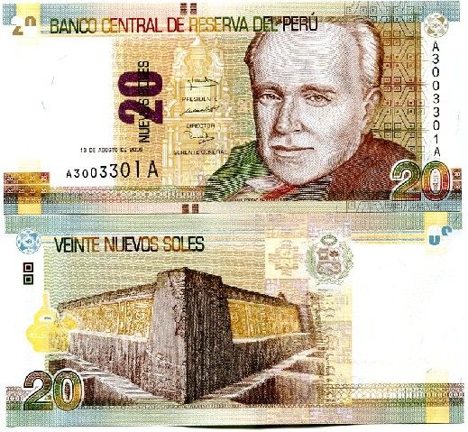 PERU 10 20 Nuevos Soles 2009 P New UNC set 2 pcs  