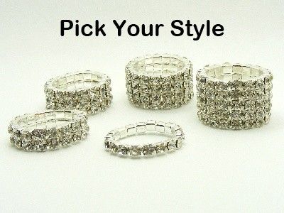 Row STRETCH Wedding Bridal AUSTRIA CRYSTAL Rhinestone RING  