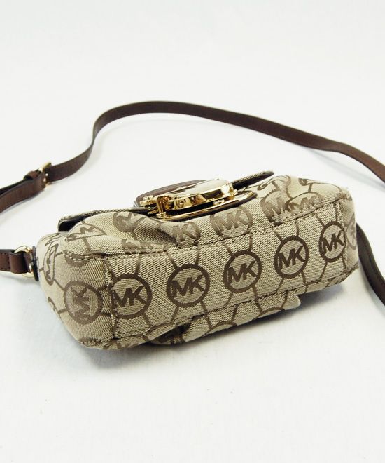 Michael Kors Monogram Jacquard Charlton Crossbody Messenger Beige 