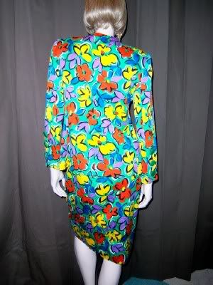 GIVENCHY VINTAGE BRIGHT FLORAL SUMMER SKIRTSUIT 42  