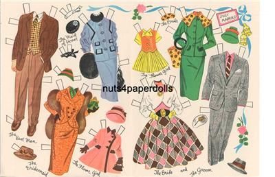 VINTAGE Bridal Party PAPER DOLLS LAZER REPRO ORG SIZE  