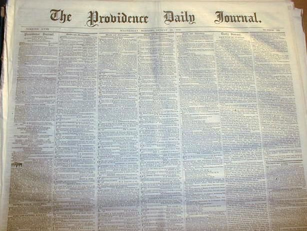 1849 newspapers Providence Daily Journal RHODE ISLAND  