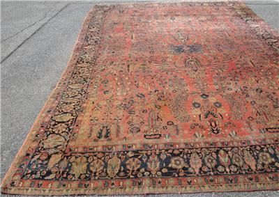 ESTATE RUG ANTIQUE PERSIAN AMERICAN VASE SAROUK OLD RUG 91 x 127 