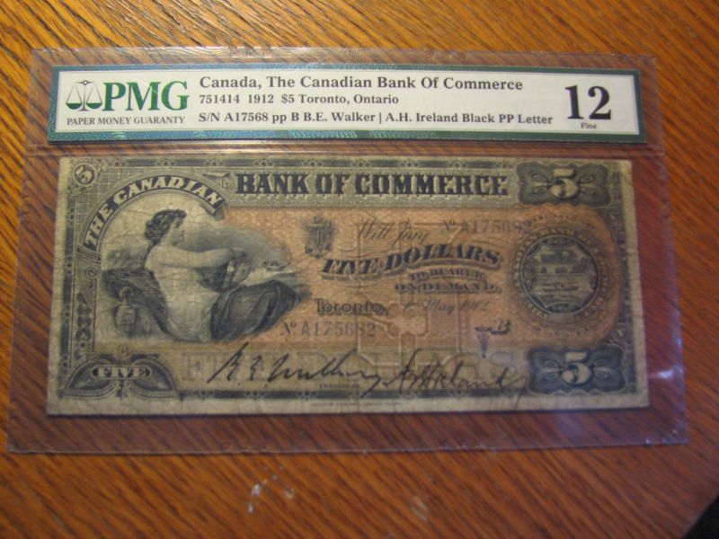 Canada 1912 5$ the bank of Commerce Toronto PMG F 12  