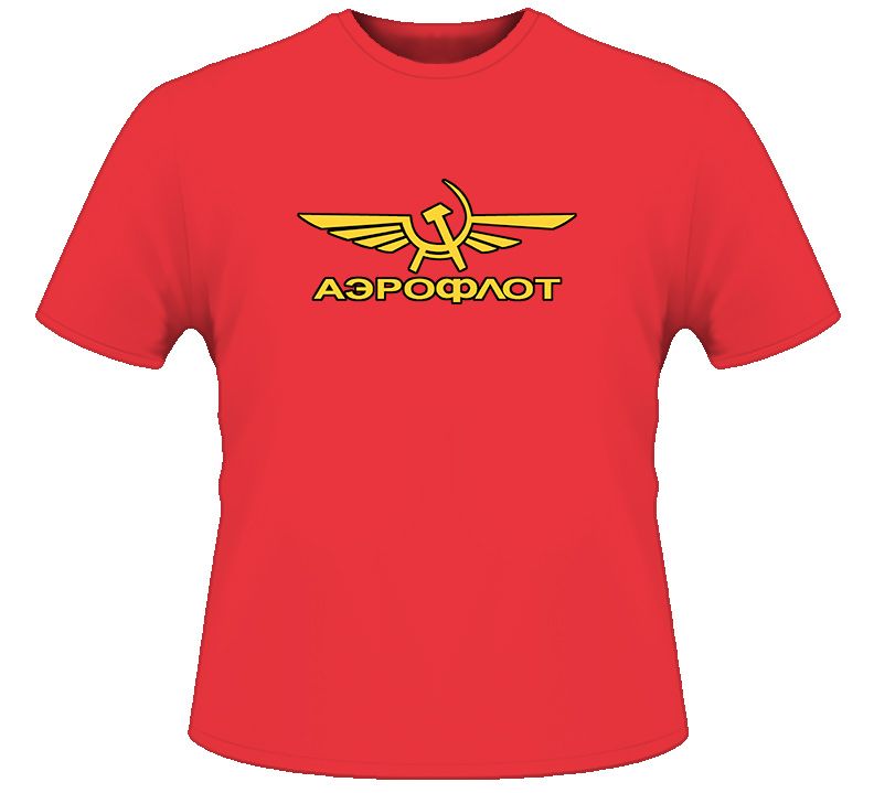 Soviet Airlines USSR Russia Aeroflot Moscow Red T Shirt  