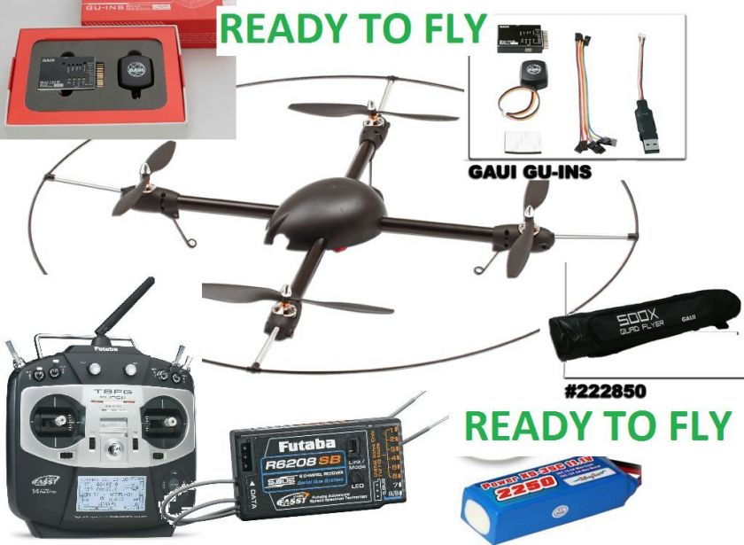 GAUI 500X + GU INS READY TO FLY Quadcopter w/ GPS, Futaba 8FG+R6208SB 