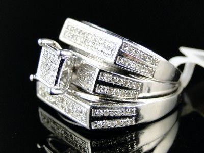 10K WEDDING BAND ENGAGEMENT DIAMOND TRIO SET .75 CT  