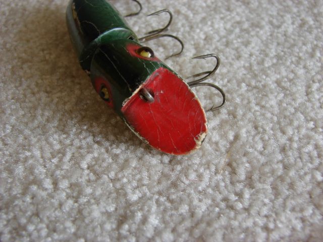 Vintage Heddon Zig Wag ~ L Rig ~ Glass Eyes ~ Wood fishing lure  