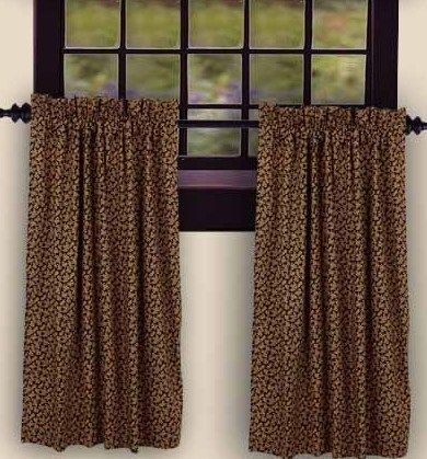 pr) Cedar Park Black Vine 72W x 36L Window Tiers  