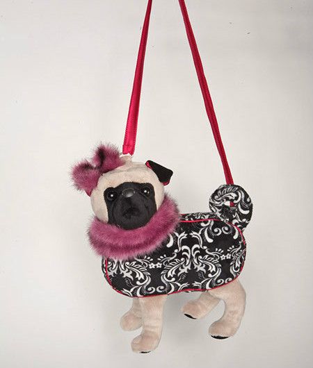 Douglas Furry Couture Eva Pug 10  Purse 2400  