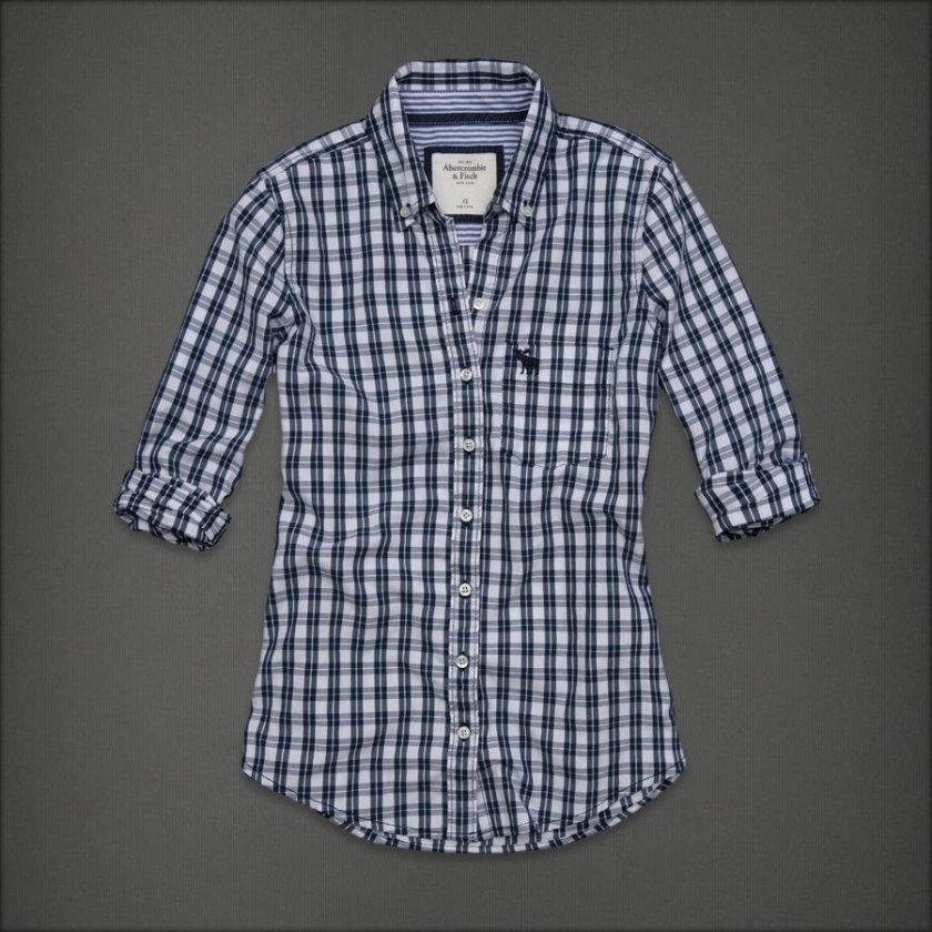 NWT Abercrombie & Fitch Women Fallon Button Down Classic Plaid Shirt 