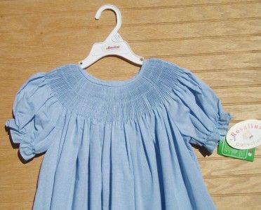   ROSALINA Blue Check Gingham Ready to Smock Bishop Dress Sz 6Y NEW