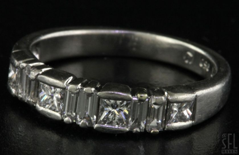 PLATINUM ELEGANT .74CT VS1/F DIAMOND WEDDING BAND RING SIZE 6  