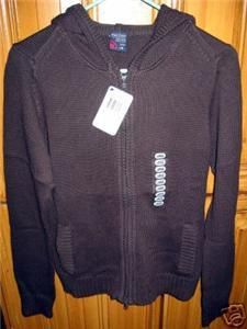 NAUTICA JEANS CO. DARK CHOCOLATE BROWN COTTON HOODY NEW SMALL LADIES 