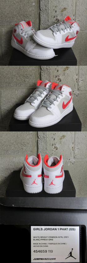   Jordan 1 Retro GS Grade School White Grey Red DS Sz 5.5 new 454659 119