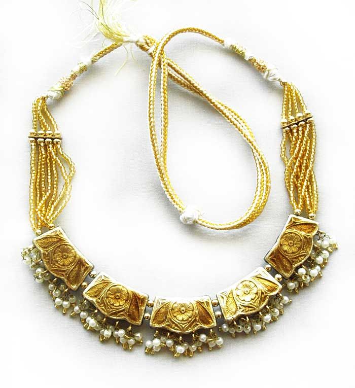 Affordable Elegance. Handcrafted, India, Lakh Necklace, Gold  