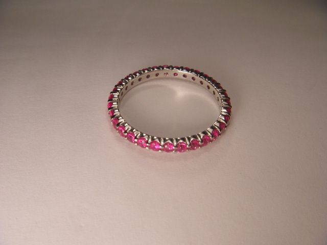 Unique 14K White Gold Ruby Eternity Wedding Ring Band  