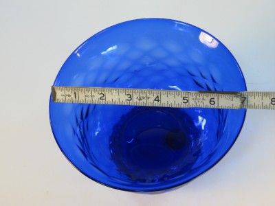 PAIRPOINT GLASS BLUE BOWL HAND BLOWN DIAMOND PATTERN 7  