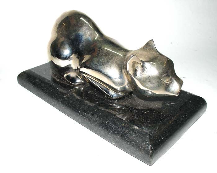 Nice bronze cat art deco style on marble base  