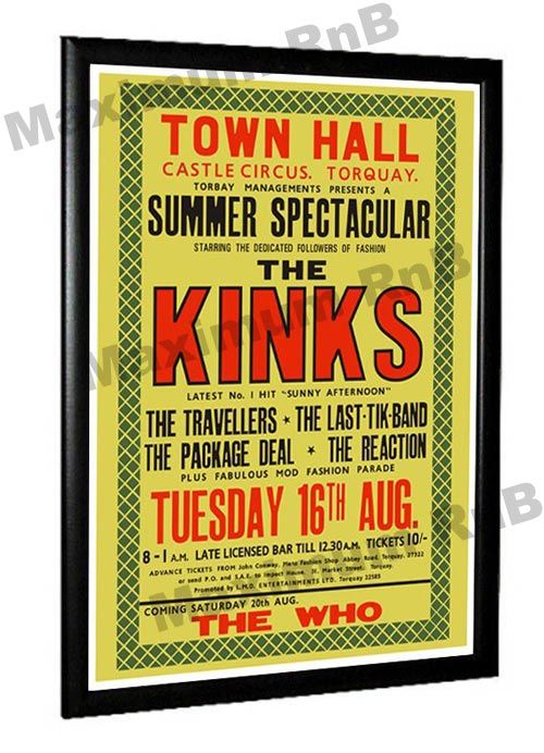 The Kinks The Who Concert Poster Torquay 1966  