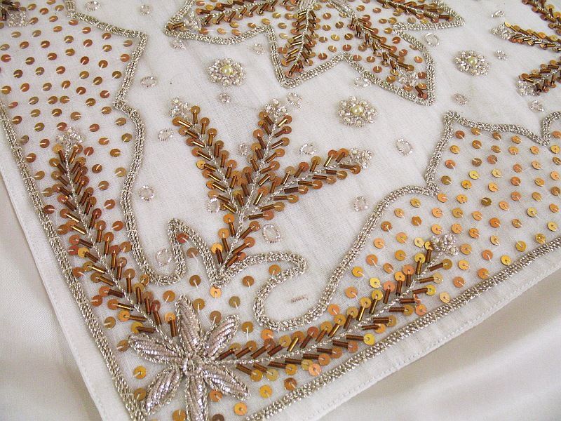   intricate bead work, sequin work and Zardozi embroidery in Silver