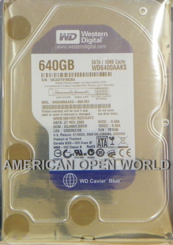 WD6400AAKS 00A7B2 EGNNNT2MAN Western Digital Hard Drive 9858592688240 