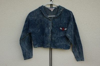 VINTAGE SWEET JAMIE CHIC DENIM CROPPED SAILOR TOP SMALL  