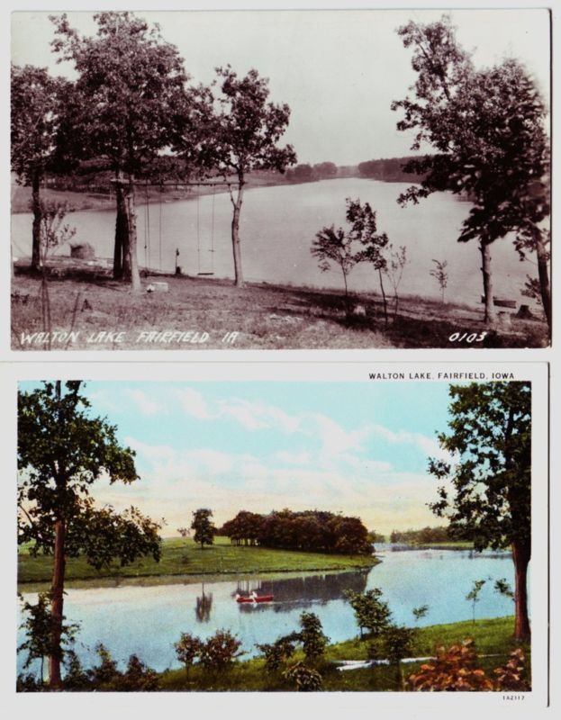 FAIRFIELD Iowa Ia RPPC Postcard WALTON LAKE Boat  