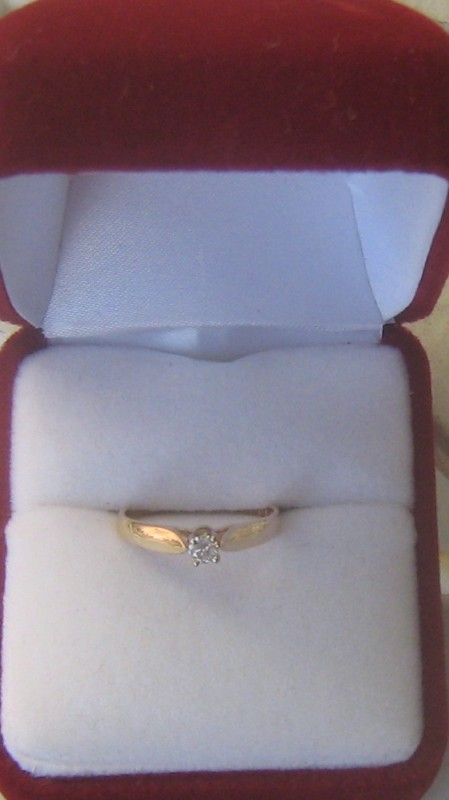 14K Yellow Gold Solitaire Diamond Engagement Ring .11CT  