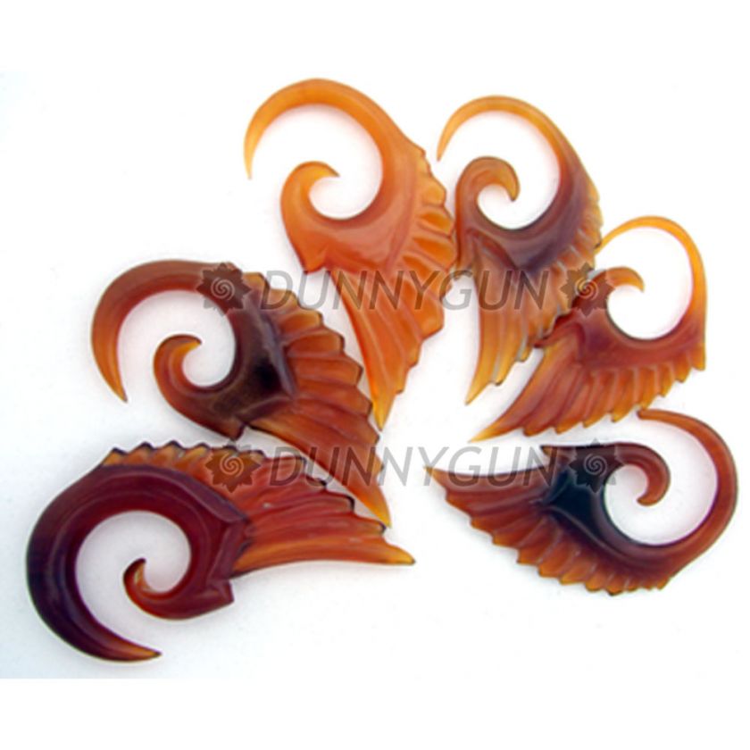 4G SERAPHIM WING SPIRAL TAPER RED HORN PLUGS 4 gauge  