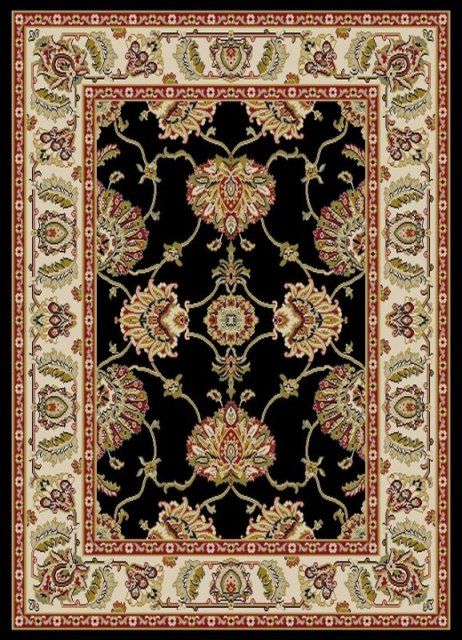Area Rug 5x8 BLACK Red TRADITIONAL Ivory Persian Formal  