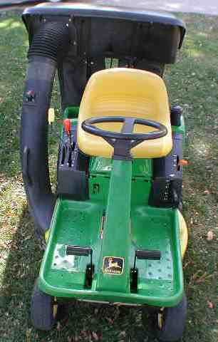 John Deere GX85 Rear Engine Riding Mower with Twin Bagger & Mulch 