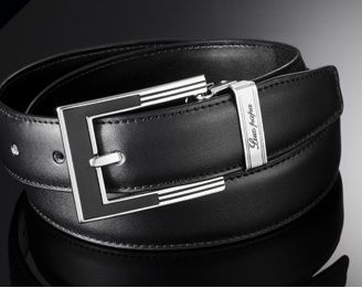 Mens Black Leather Belts with Auto Lock Buckle/ 43in  