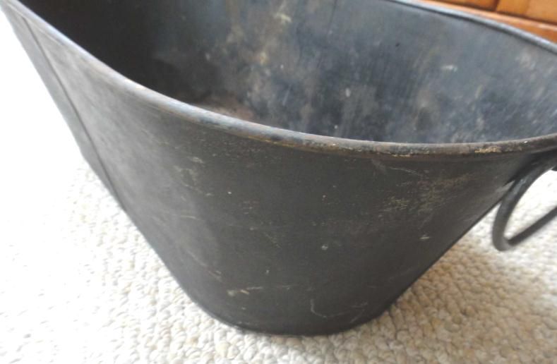 antique victorian TIN METAL BABY BATH TUB laundry deco  