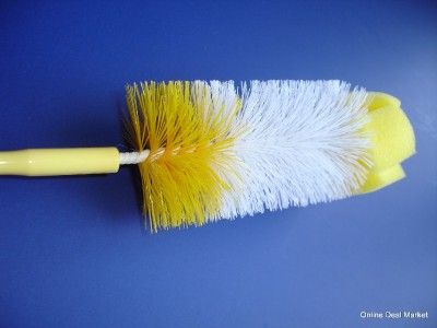 Yellow Baby Girl Boy Bottle Cleaning Brush Soft Sponge  