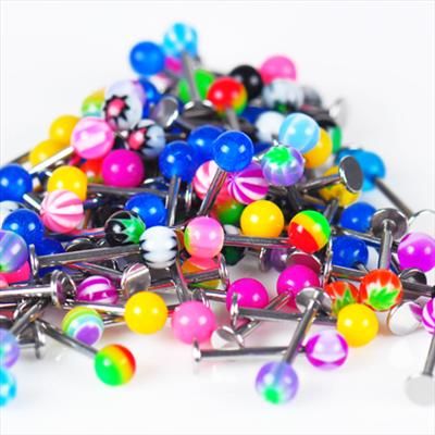   Bulk 16G Various UV Barbell Lip Labret Rings Studs Stainless Steel