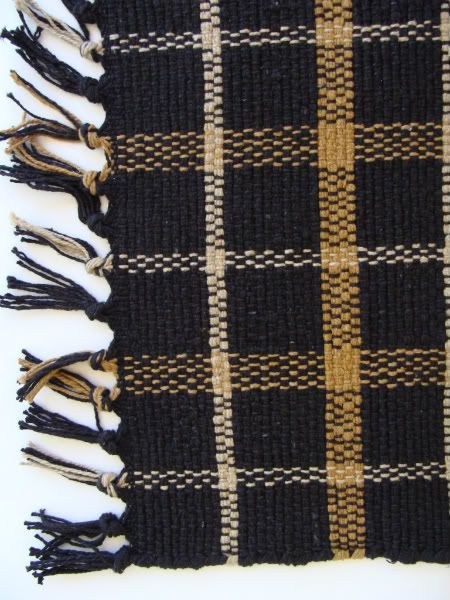   Country Ribbed Table Runner 36 Black, Mustard, Tan Plaid  