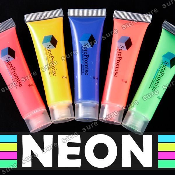 UV Reactive Neon Color Body / Face Paint/ Painting Set Of 5 for party 