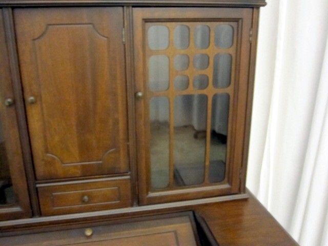   Top Writing Desk & Bookcase w Glass Doors Traditional Style  