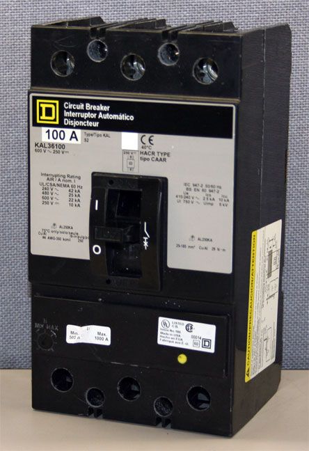 Square D KAL36100 100 Amp 600 Volts Circuit Breaker  