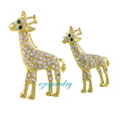 GIRAFFE ANIMAL EMERALD EYE RHINESTONE PIN BROOCH P50  